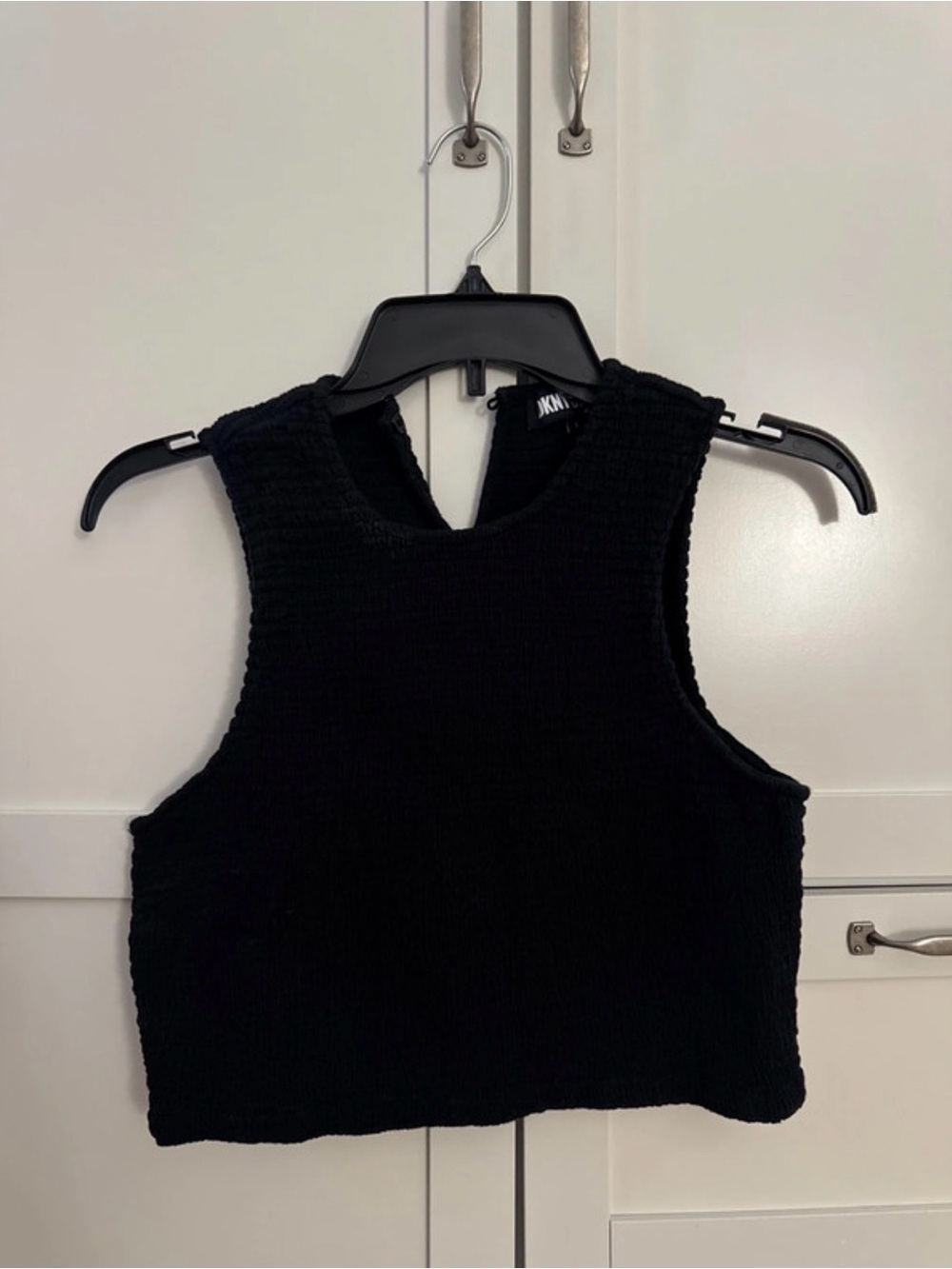 DKNY Black Ribbed Crop Tank